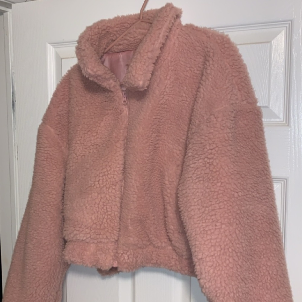 Pink teddy coat
